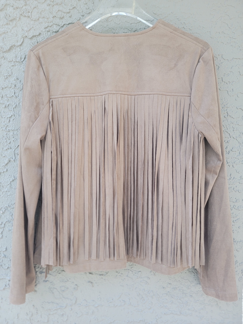 Cupcakes and Cashmere Faux Suede Fringe Jacket Tan Boho Western cowgirl Small - Picture 7 of 10